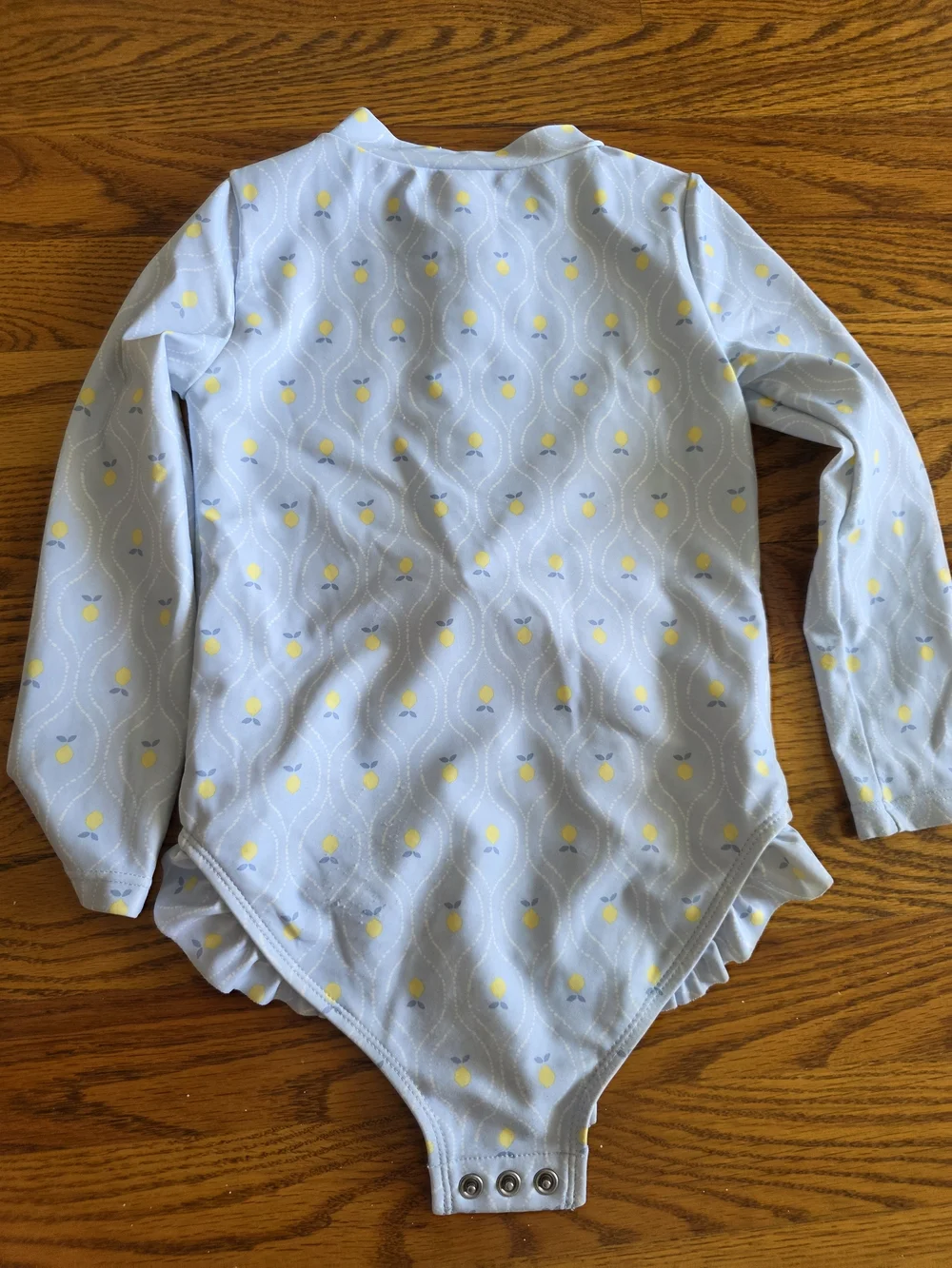 Carter's Light Blue Long-Sleeve One-Piece Swimsuit with Yellow Lemon Motif
